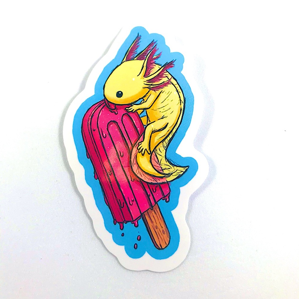 Popsicle Axolotl Questions Crazy Trending WaterProof Single Decor Accent Sticker